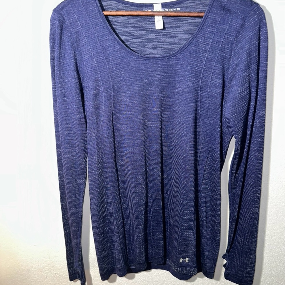 Under Armour Threadborne HeatGear Long Sleeve Top Women’s Large Blue Athletic